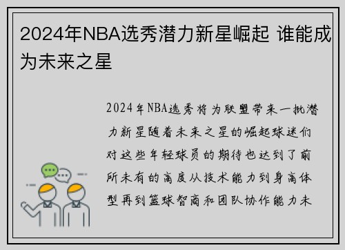 2024年NBA选秀潜力新星崛起 谁能成为未来之星